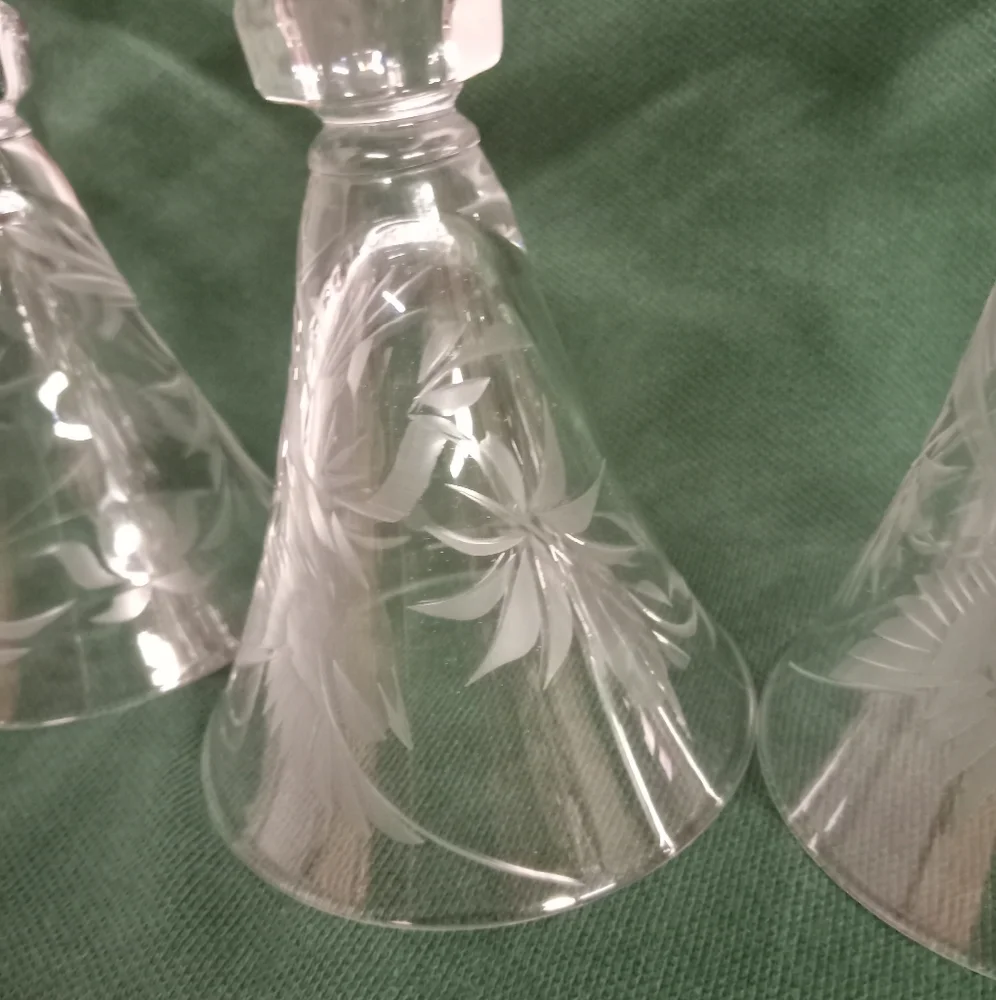 7 Vtg Duncan & Miller Crystal W/Frosty Etchings 2 oz Shot Stem Glasses